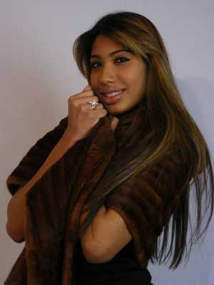 Chestnut squirrel fur cape from the side