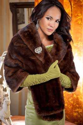 dark brown mink fur cape