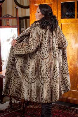 Outstanding Ocelot fur coat full length
